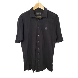 Religion London Black Short Sleeve Minimalist Button Up Men's Shirt Size XL
